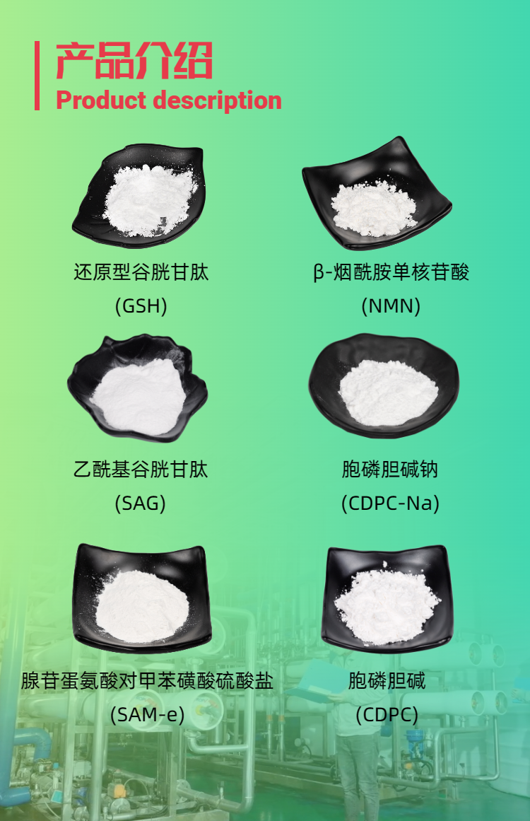 古特生物產(chǎn)品系列：還原型谷胱甘肽GSH、乙?；入赘孰腟AG、煙酰胺單核苷酸NMN、胞磷膽堿鈉CDPC-Na、腺苷蛋氨酸對甲苯磺酸硫酸鹽SAMe